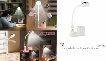 ELLITECK T2 Lampada da Scrivania LED Bambini Portapenne e Proiezione di Stelle ROSA